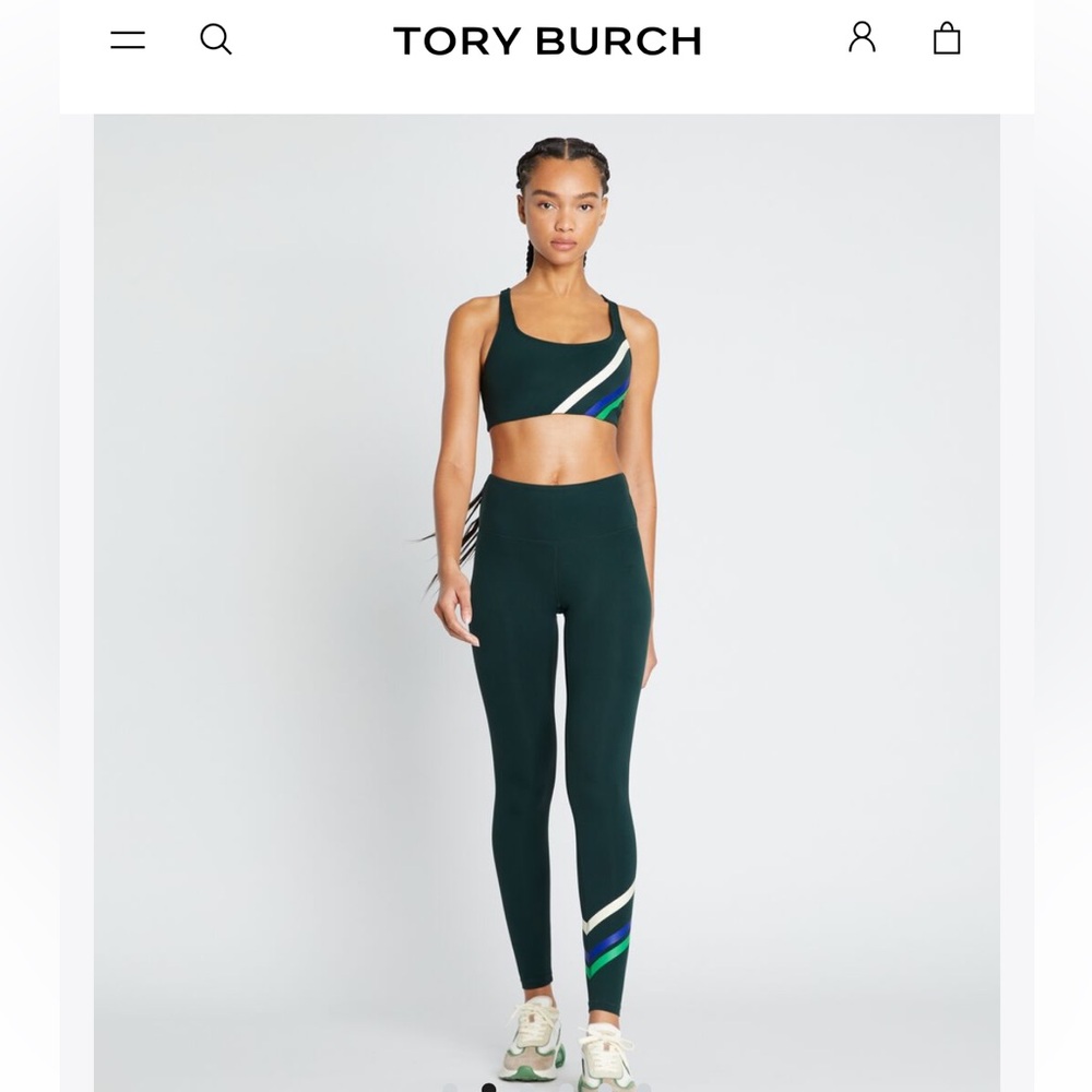 Tory Burch WEIGHTLESS MULTI-STRIPE CHEVRON LEGGING + Sports Bra Set
